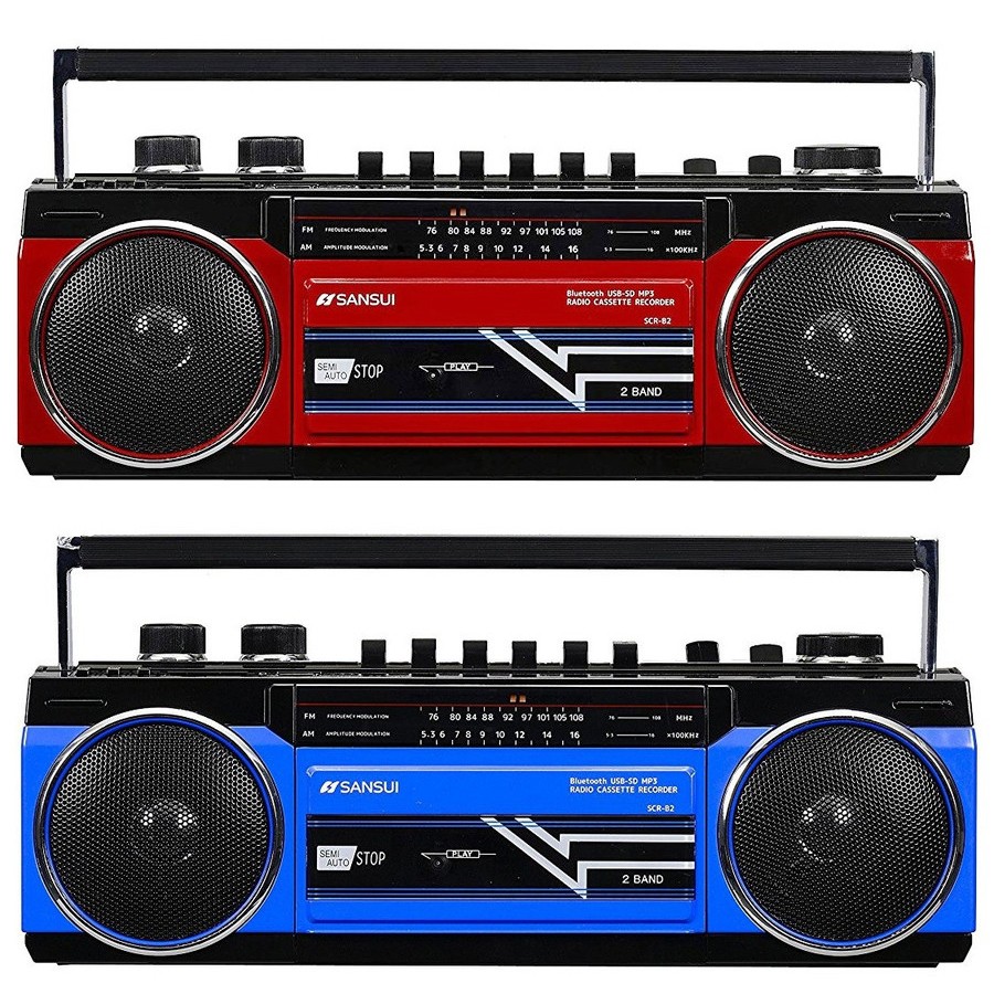 楽天市場】SANSUI ブルー SCR-B2 BL カセットテープレコーダー レトロ