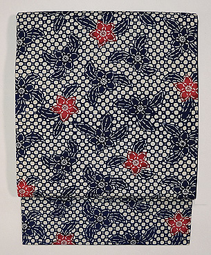 浦野理一作 印伝文様型染め名古屋帯