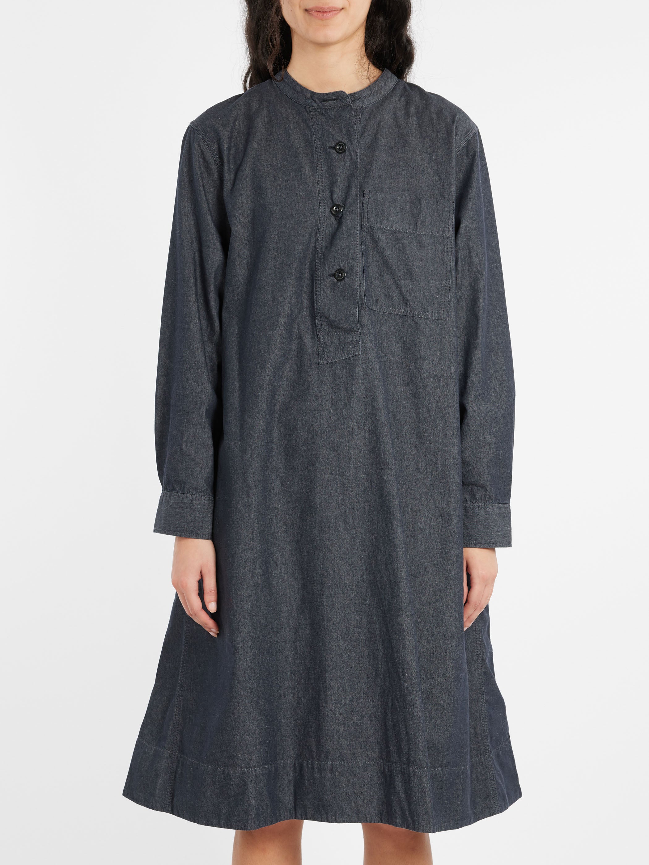 Margaret Howell - MHL Collarless Swing Dress in Ebony – gravitypope