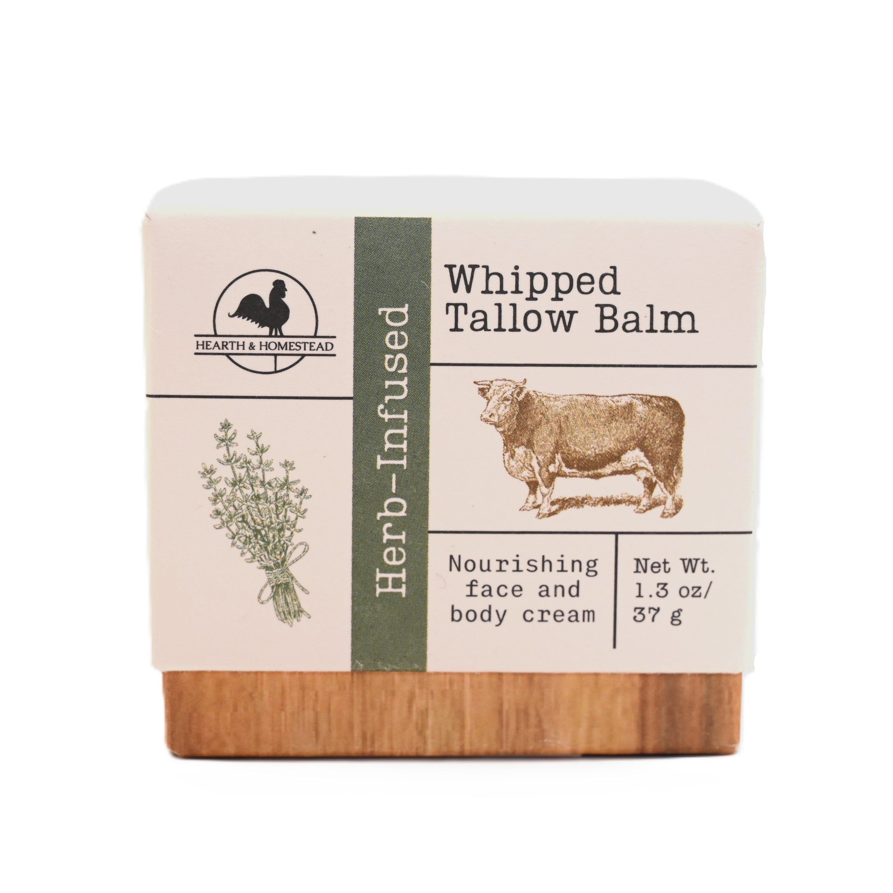 Hearth and Homestead Whipped Tallow Balm - Unscented (Herb-Infused