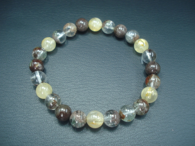 お金を貯めたい ガーデンクォーツ＆ルチルクォーツブレスレット 8ミリ