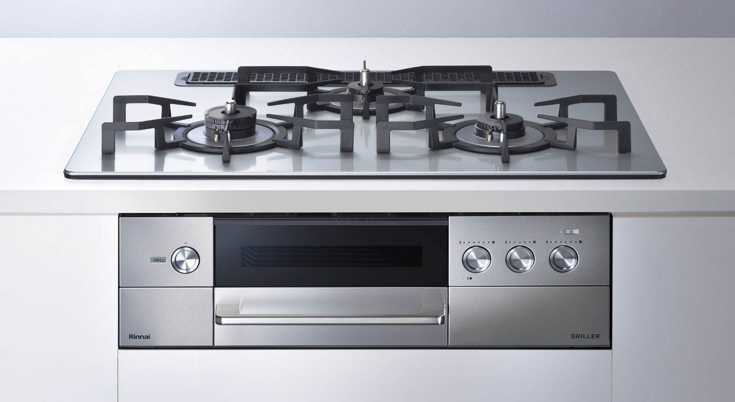 重厚感のある鋳物五徳とガスならではの強火力 ビルトインガスコンロ