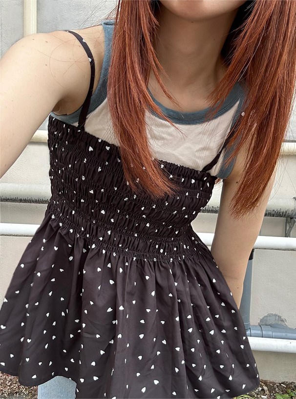 2Wayハート柄シャーリングキャミビスチェ[dk1286] | レディース