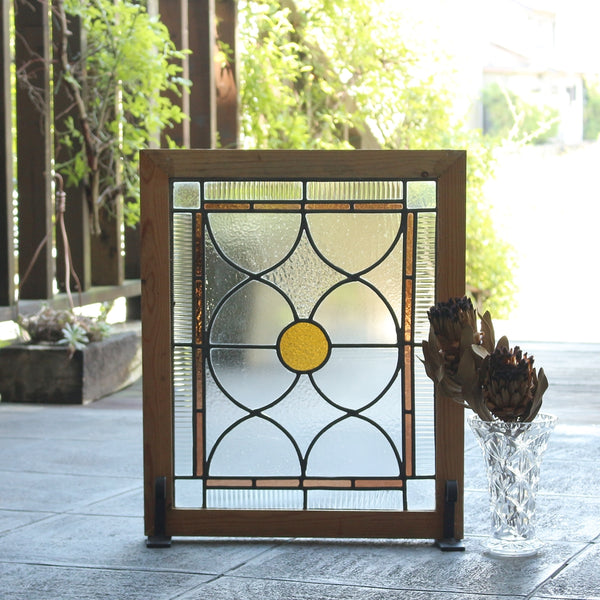 英国アンティークステンドグラス窓枠⁄ガラスウィンドウ⁄建具(84-212-6