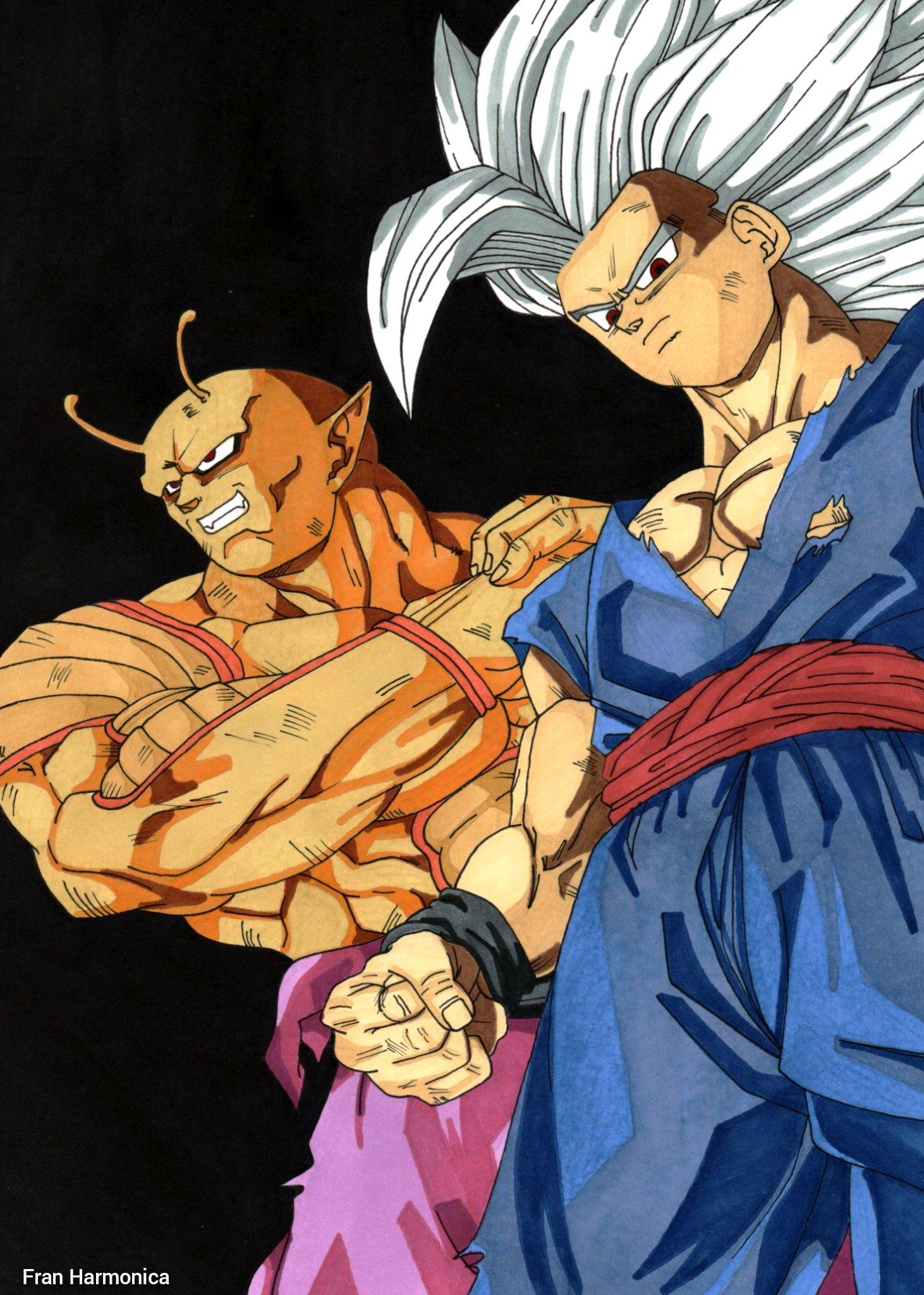 描いた悟飯ビーストとオレンジピッコロ。初めてマーカーでペイントした