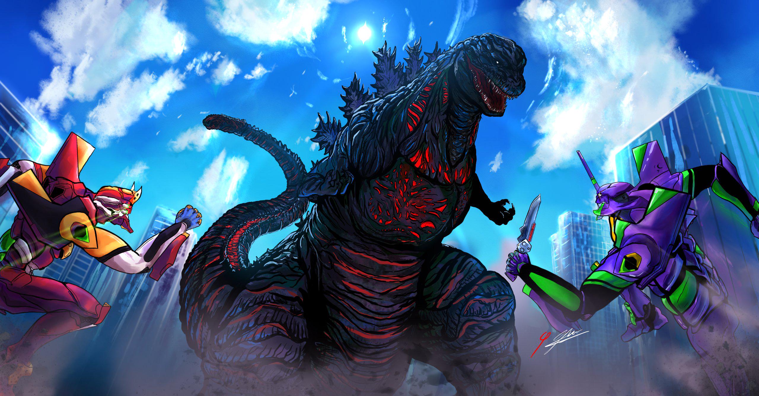 シン・ゴジラ vs エヴァンゲリオン (Art Credit: @Bizarrico1