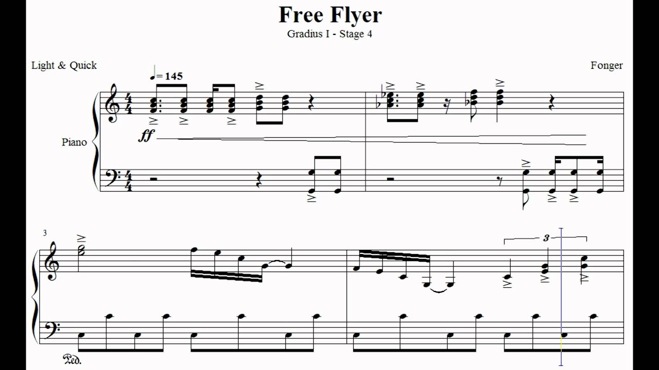 HD] Gradius - Stage 4 (Free Flyer) Piano with PDF sheet download