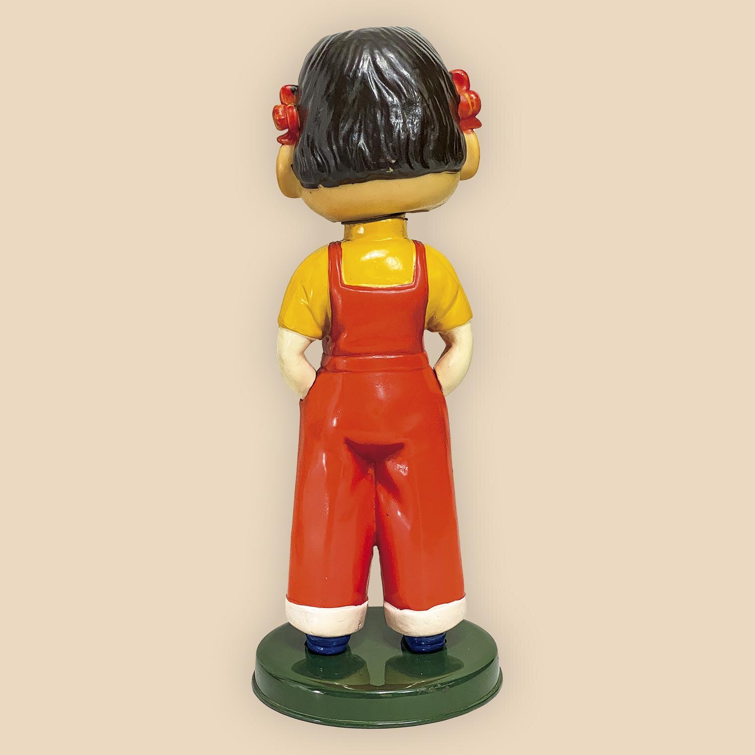 1018］ 不二家 ペコちゃん首振り人形 ブリキ台座 胸ボタン・ズボン裾白