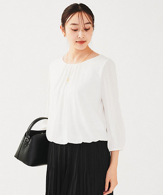 透けにくい／通勤】パウダリー タックブラウス（2002404770