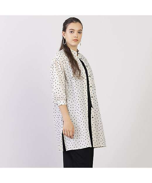 S・Mサイズ】ミラクルウェーブ ドットロングブラウス