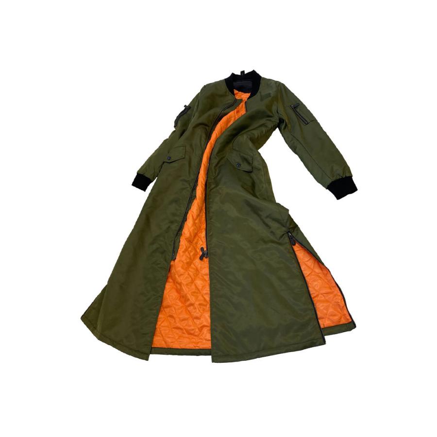 ロングMAー1 渋カーキ メンズライク レディースファッション