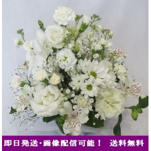 プリザーブドフラワーブーケ/白バララウンドブーケ（グリーン