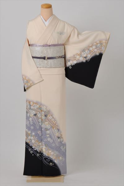 訪問着[白と黒の辻が花風]｜着物レンタルあき (来店着付け無料・全国