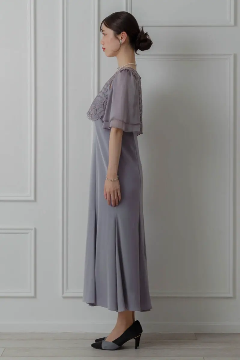 グレーのリーフブラウスマーメイドドレス | Dorry doll | M | 結婚式