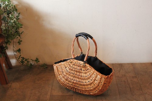 かご・バスケット・雑貨 - menui | 【柳×レザー ラウンドかごバッグ】