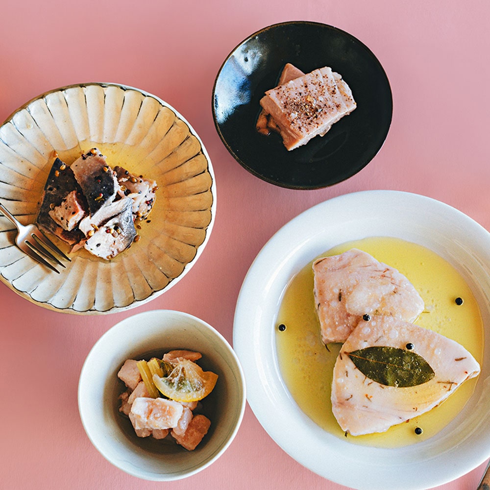 まぐろ屋さんのコンフィ(まぐろ・かじき・さば・とろ) 4種4袋: 惣菜