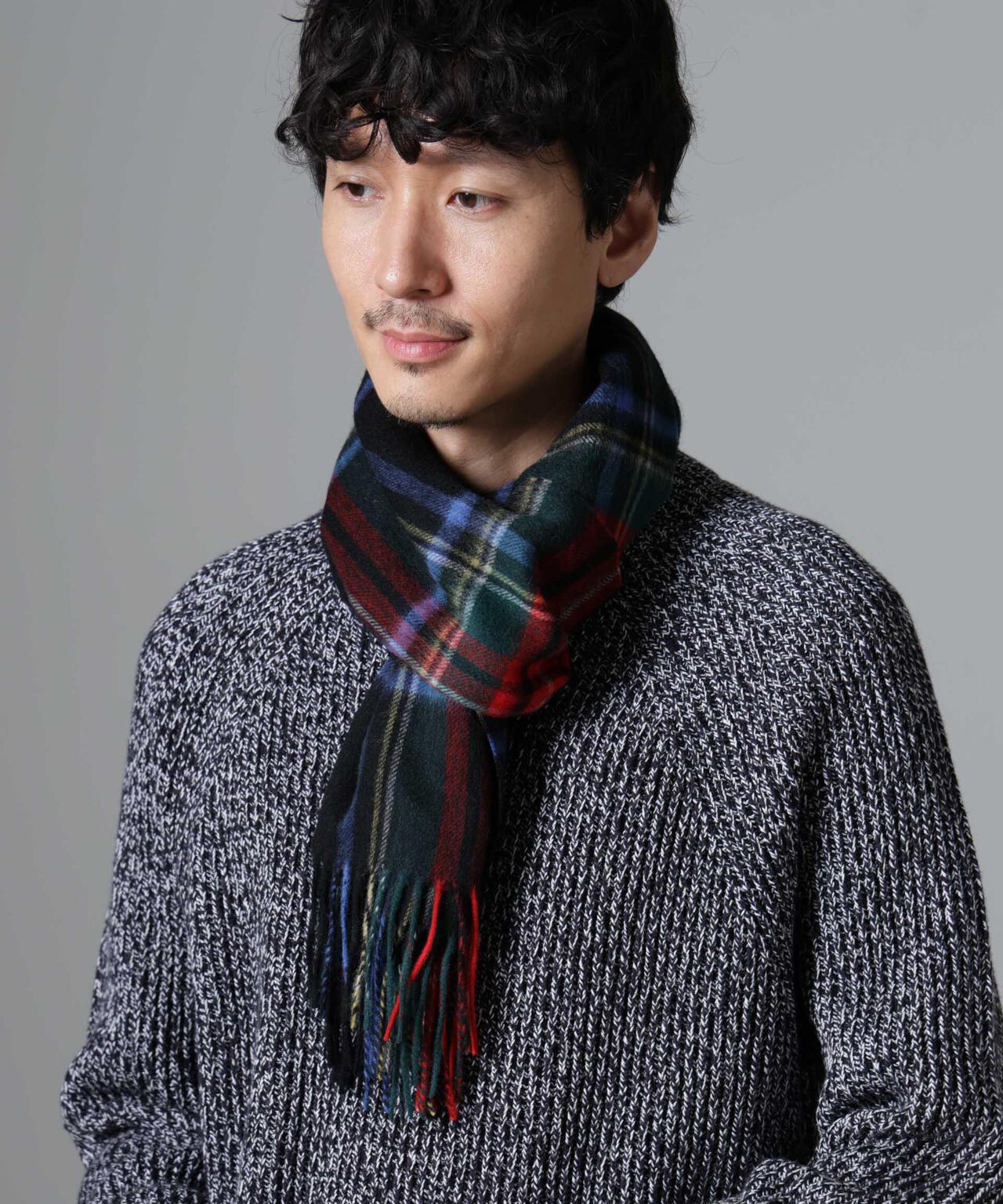 ソフトカシミヤ ブレンド チェックマフラー