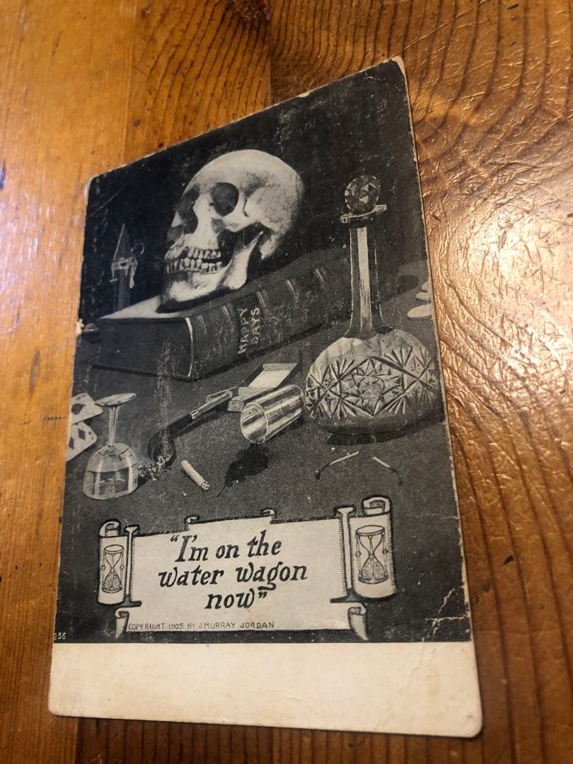 アンティーク　スカル　髑髏　骸骨　オンブックスカル　ビンテージ　ポストカード VINTAGE ANTIQUE SKULL CANDLE HOLDER ヴィンテージ アンティーク