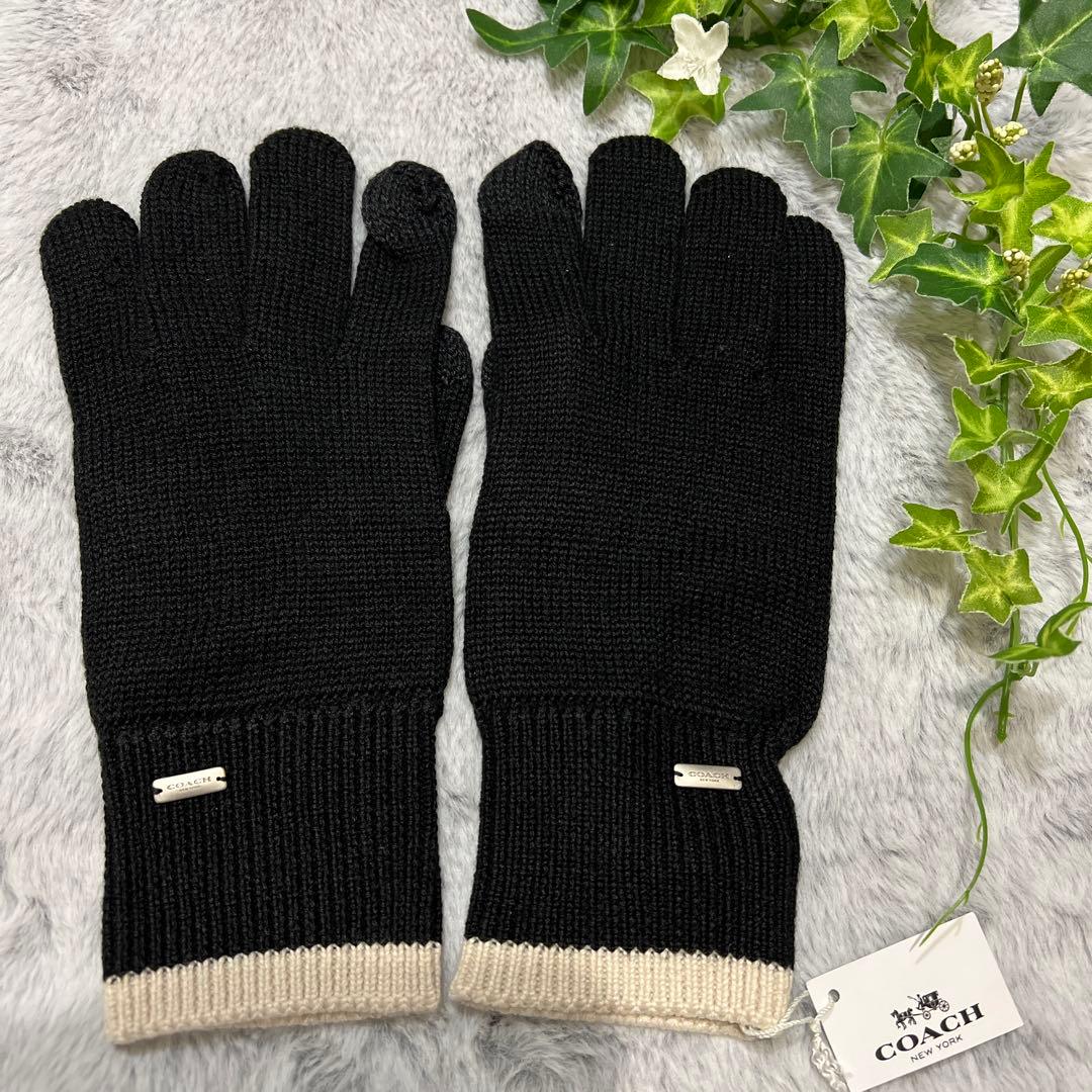 【新品未使用】【COACH】携帯操作可能！★ニット手袋★可愛いロゴプレート★黒★ 楽天市場】コーチ 手袋 レディース ブランド かわいい スマホ対応 防寒