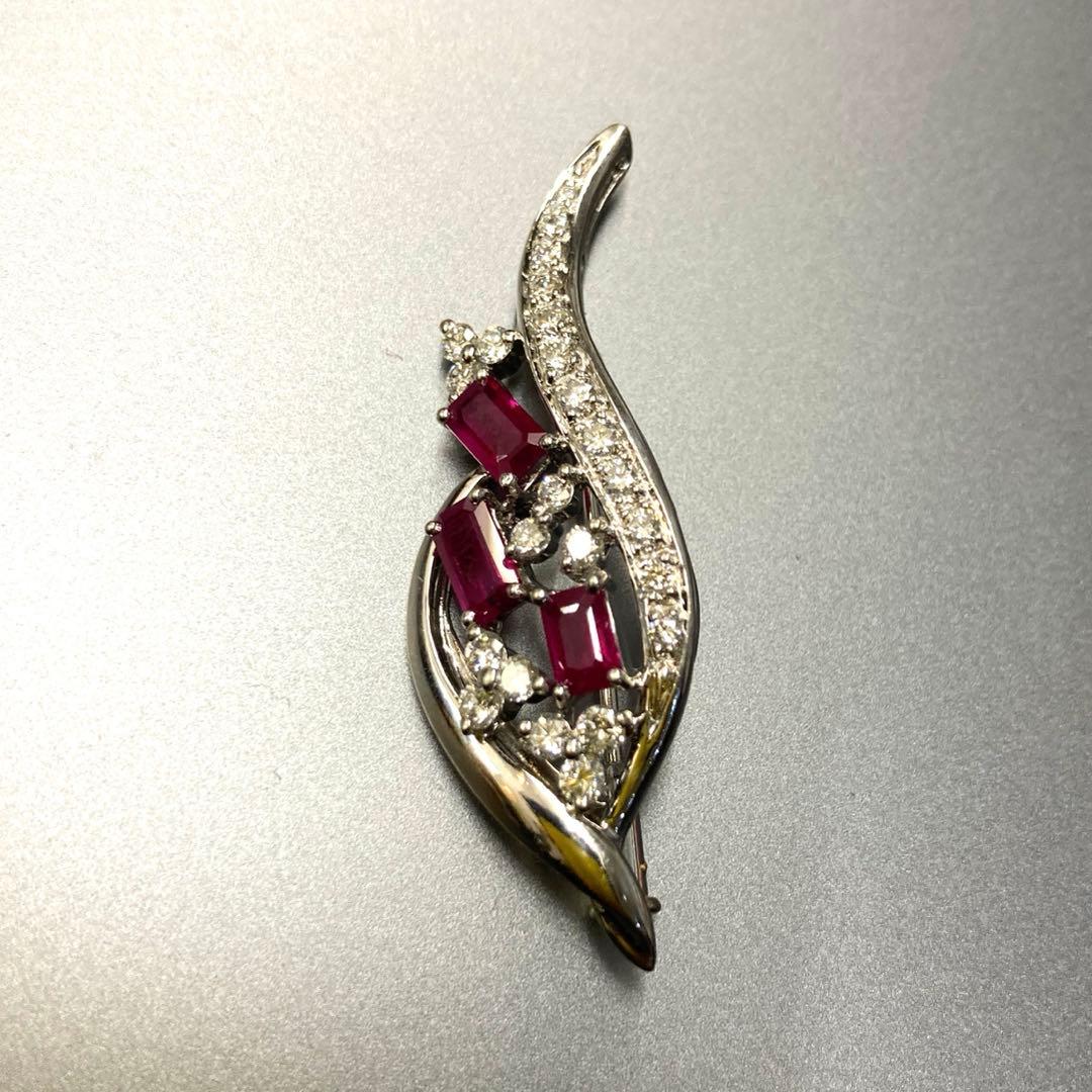 プラチナ900＆ルビー1.58ct天然ダイヤモンド0.78ctブローチの通販はau