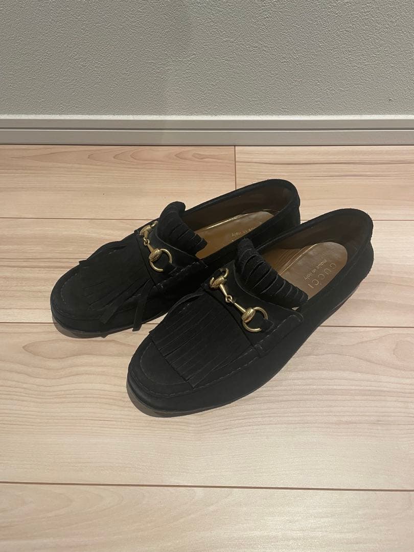 GUCCI タッセルローファー 黒 ブラック レザー ビット ゴールド グッチ GUCCI オールドグッチ レザー ローファー 約27 5cm 靴 シューズ 黒