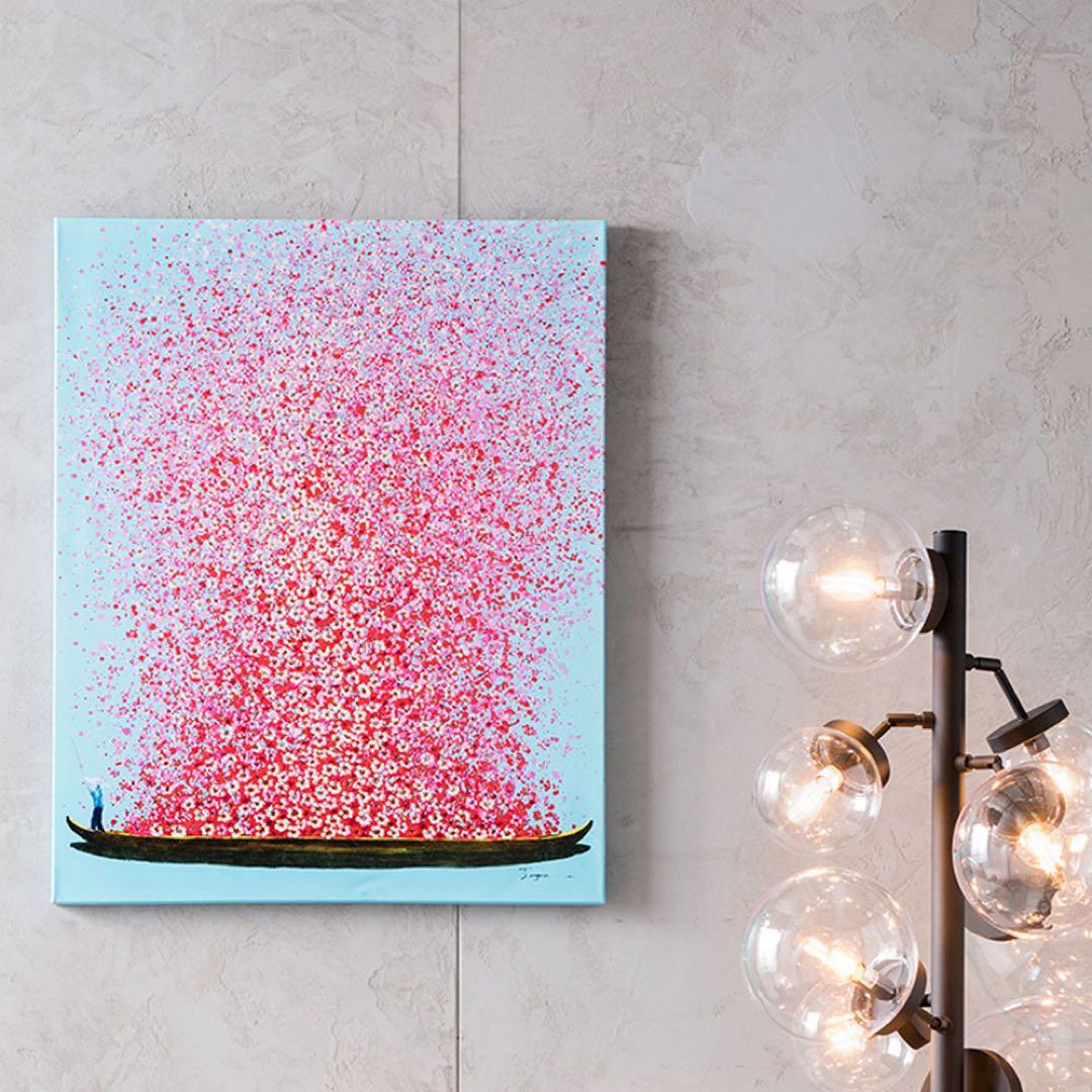 フラワーボート 100x80cm タッチドピクチャー フラワーボート ゴールドピンク 100x80cm タッチドピクチャー ｜【KARE