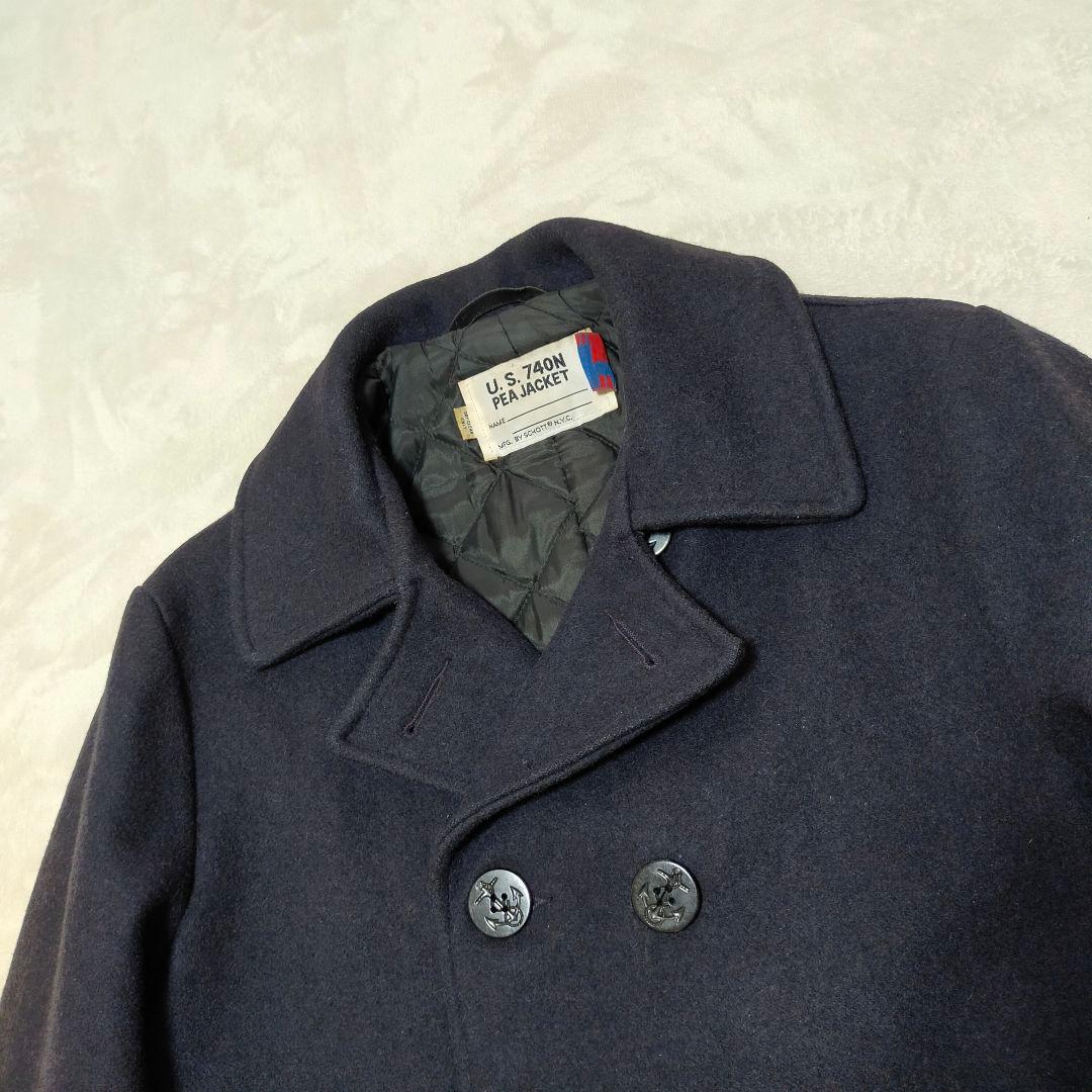 USA製　SCHOTT　U.S.740N　42サイズ　ネイビーグレー　ピーコート