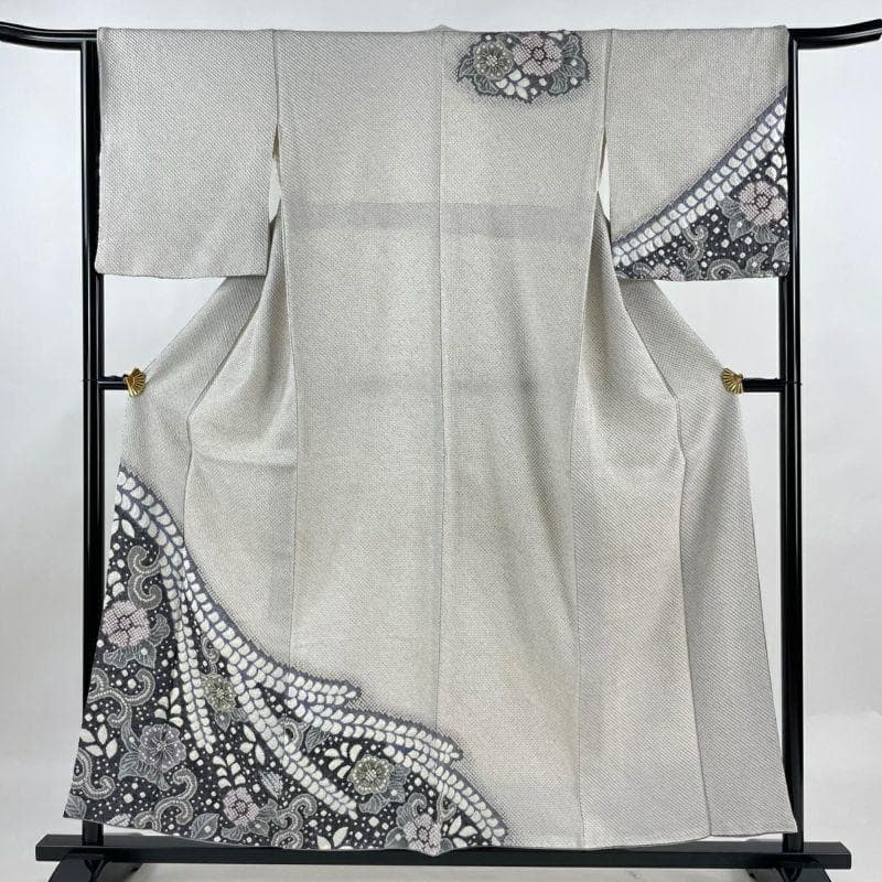 藤娘きぬたや 薄グレー 総絞り 下り藤 訪問着 総絞り染めの名門 藤娘きぬたや｜三ツ星