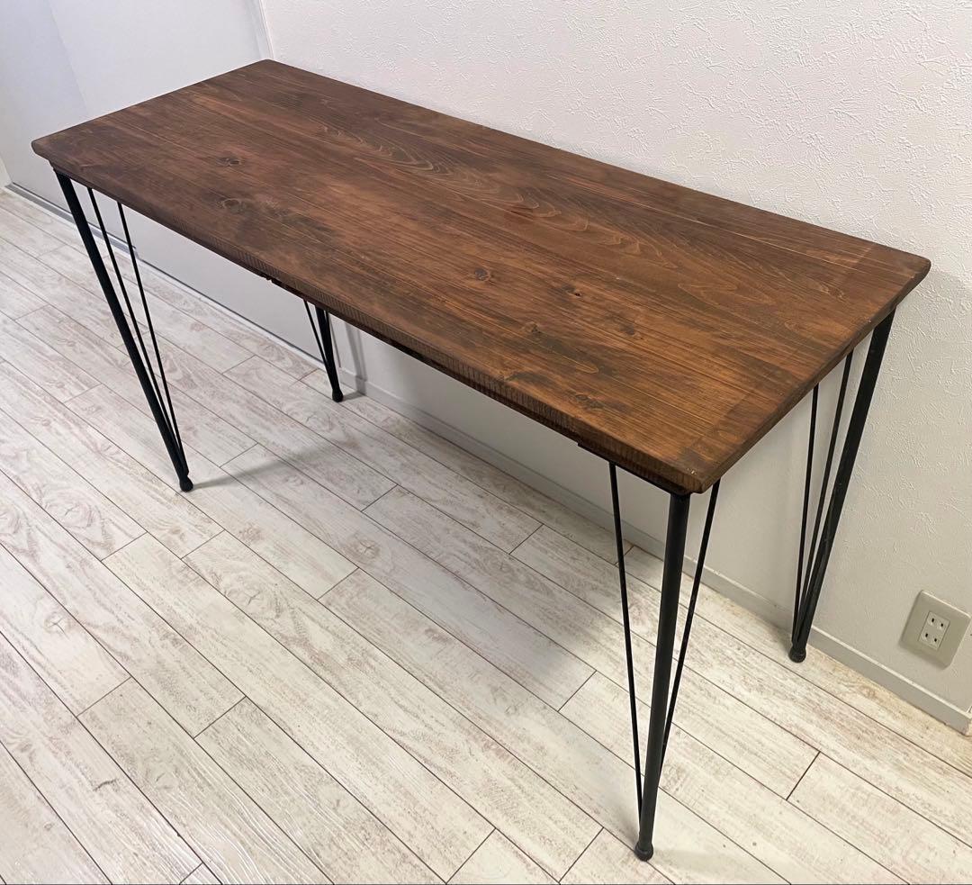 ヴィンテージ風 天然木 テーブル デスク 120×45 アンティーク アイアン脚 楽天市場】デスク アンティーク風 アイアン脚 木製 おしゃれ 天然木