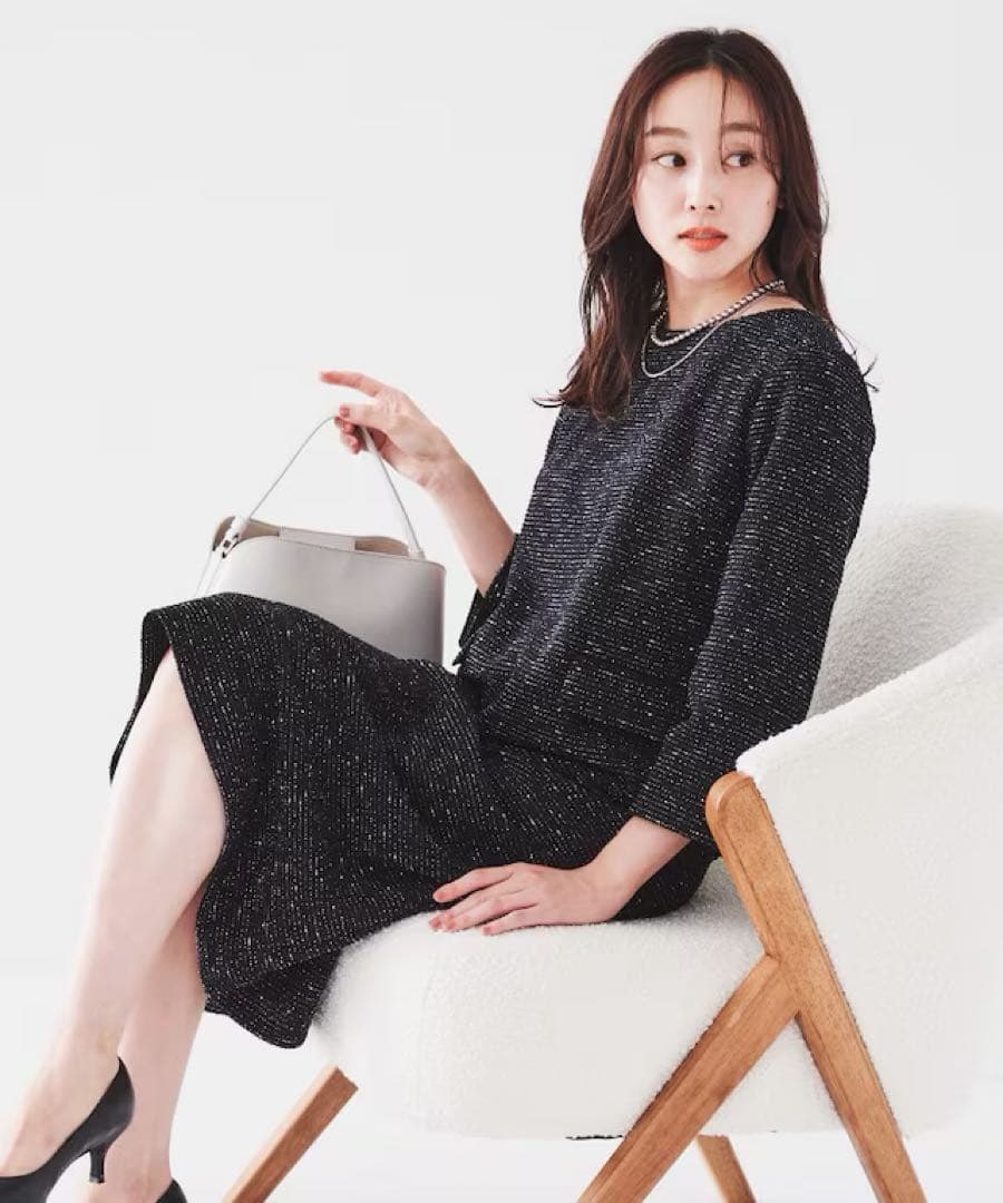 今期アンタイトル ツイードライクジャージ サックワンピース 新品 42