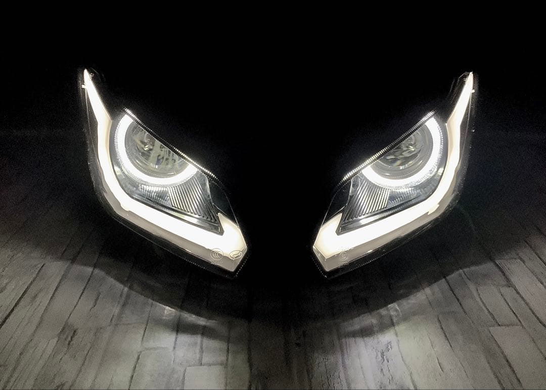 NINJA250 EX250L ZX-6RカスタムLEDヘッドライト ニンジャ 新品 NINJA250 EX250L ZX-6R用 カスタムLEDヘッドライト 白眉+赤目