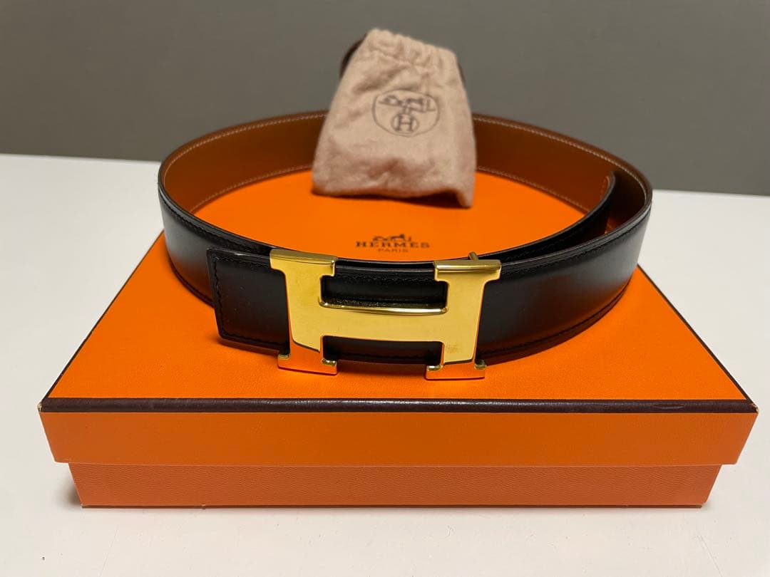 【美品】エルメス/HERMES レザーベルト H型バックル 中古・古着通販】HERMES (エルメス) Hバックルレザーベルト ブラウン