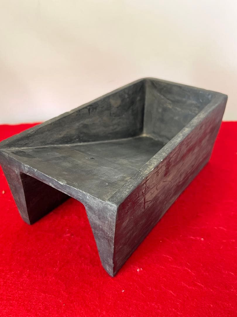 文房具　抄手硯　端溪硯　出土硯　書/C81-0 文房具 古美術 長方型抄手硯 端溪硯 書/C8/33