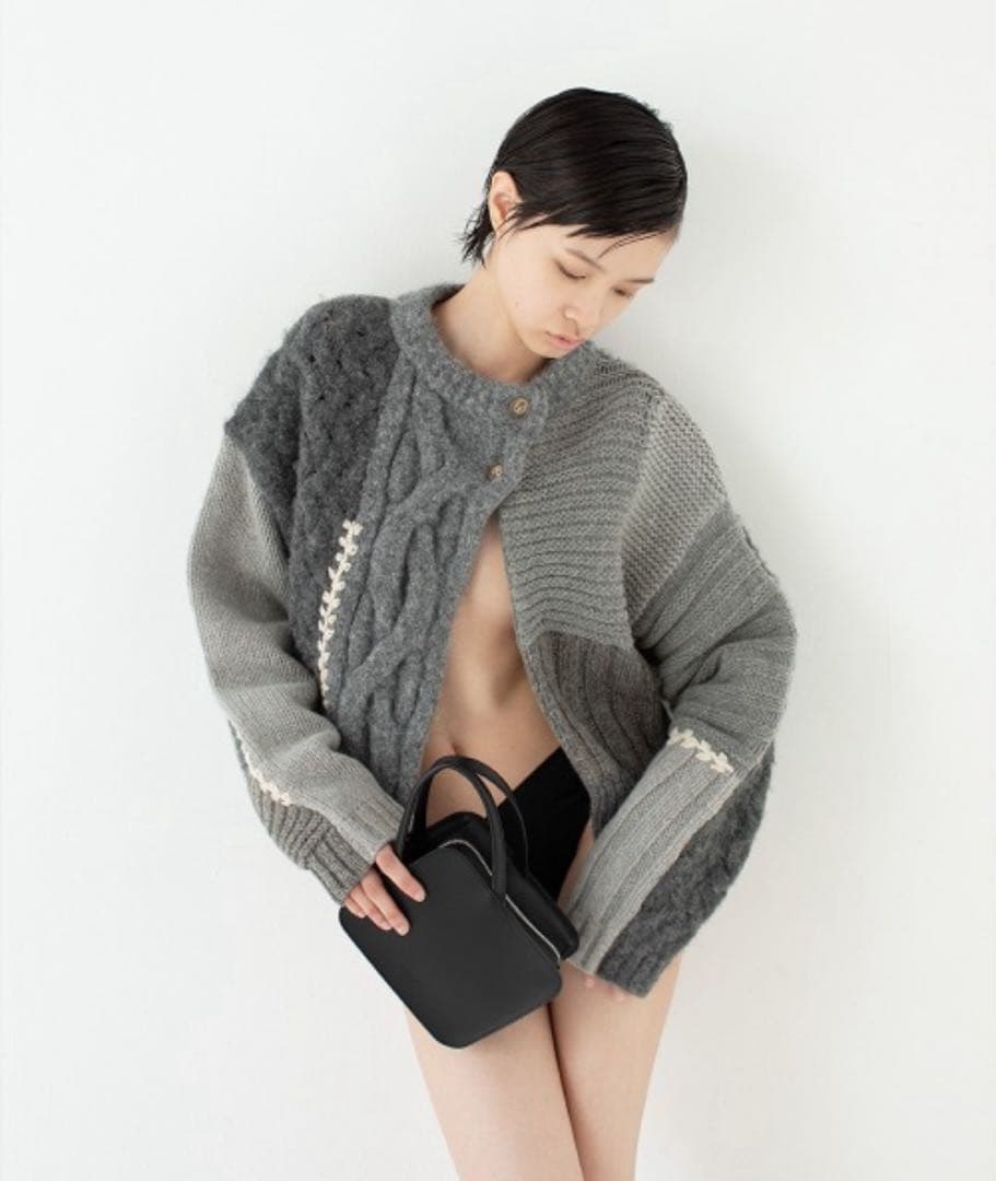 leinwande Intarsia Cable Cardigan グレー Grey Weather Cycles Intarsia Stormy Cardigan | Bernadette