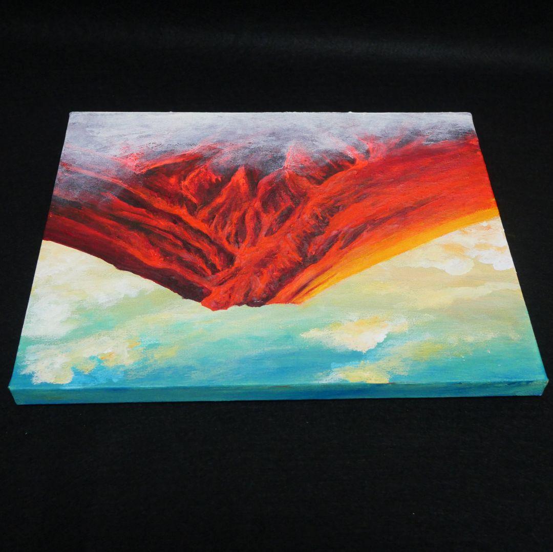 油絵 油彩 油彩画 絵 絵画 【朝焼けの紅富士】 - メルカリ