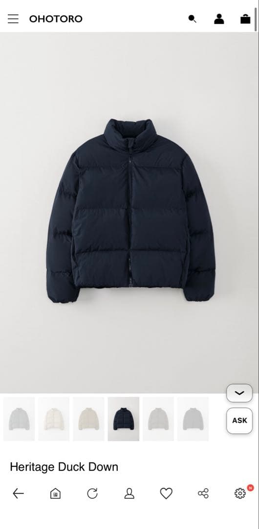 OHOTORO Heritage Duck Down ネイビー OHOTORO Heritage Duck Down オオトロ ダウン ネイビー - メルカリ